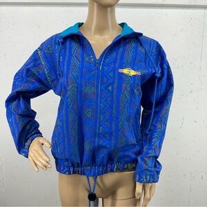 Vintage Gotcha Boys Medium 10-12 Blue Print Windbreaker Pullover Jacket